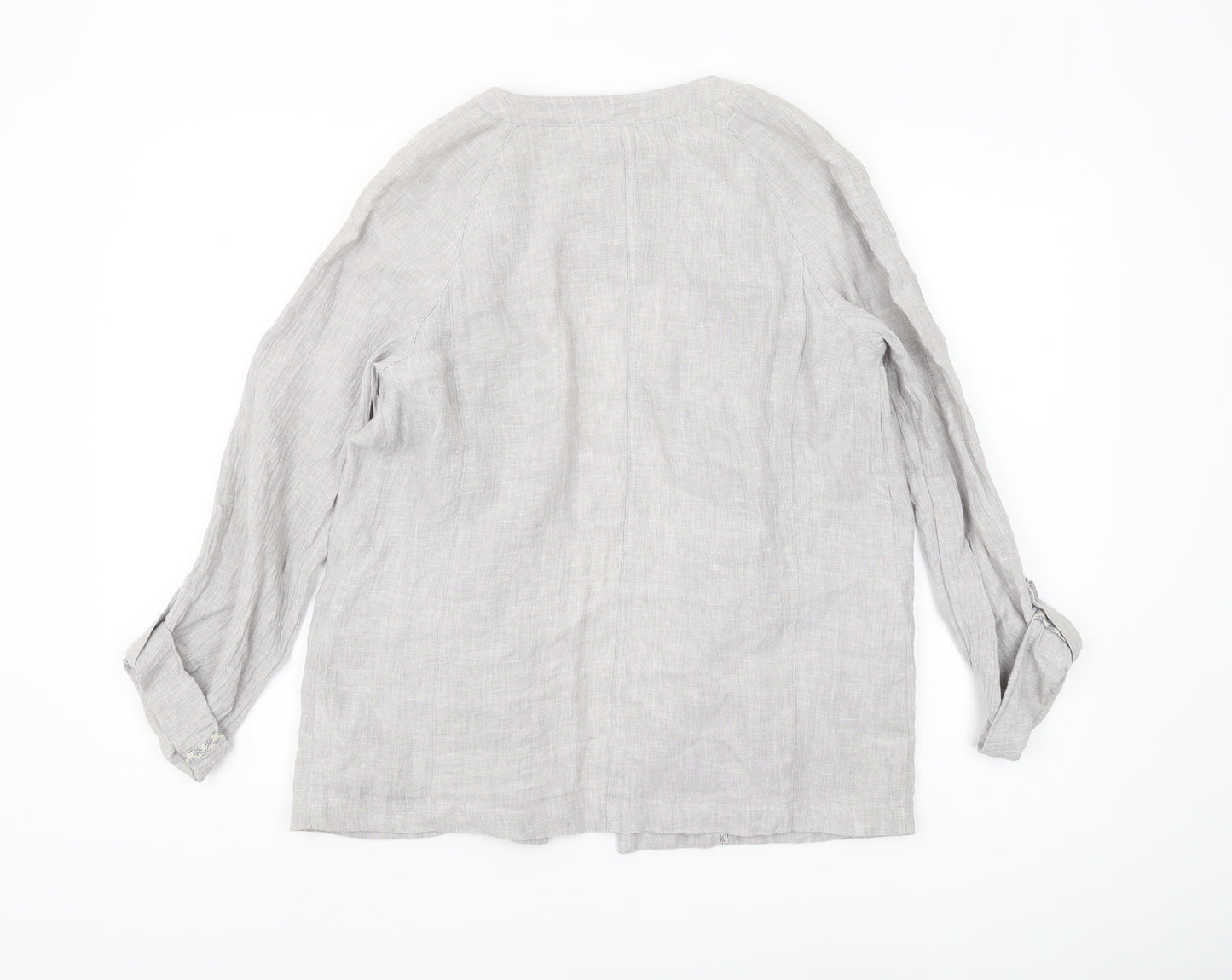 White Stuff Women's Grey Linen Jacket Size 8