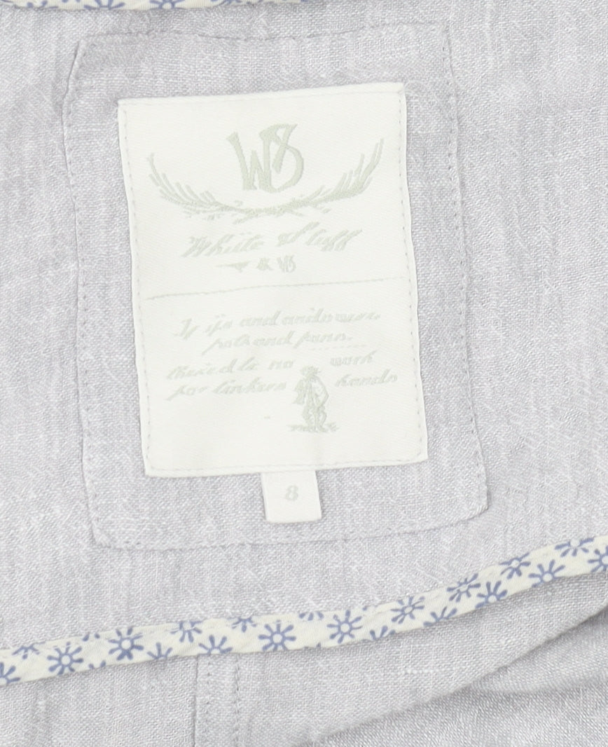White Stuff Women's Grey Linen Jacket Size 8