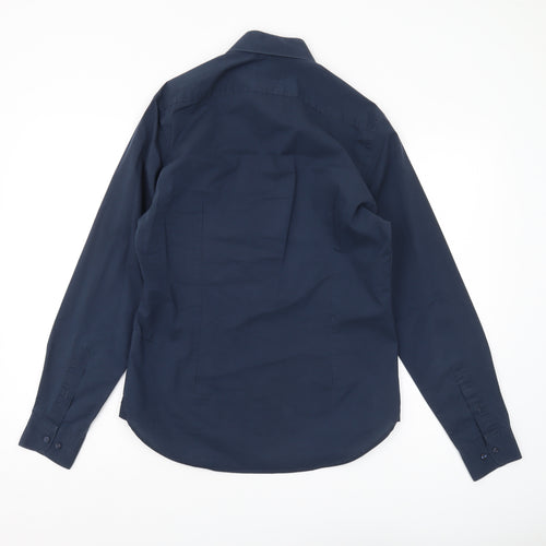 Moss London Men's Blue Button-Up Shirt, 15 Extra-Slim Fit