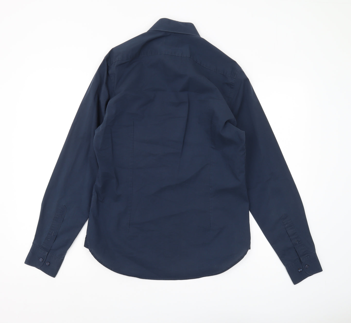 Moss London Men's Blue Button-Up Shirt, 15 Extra-Slim Fit