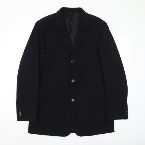 DKNY Men's Black Wool Blazer 40R - Classic Business Jacket