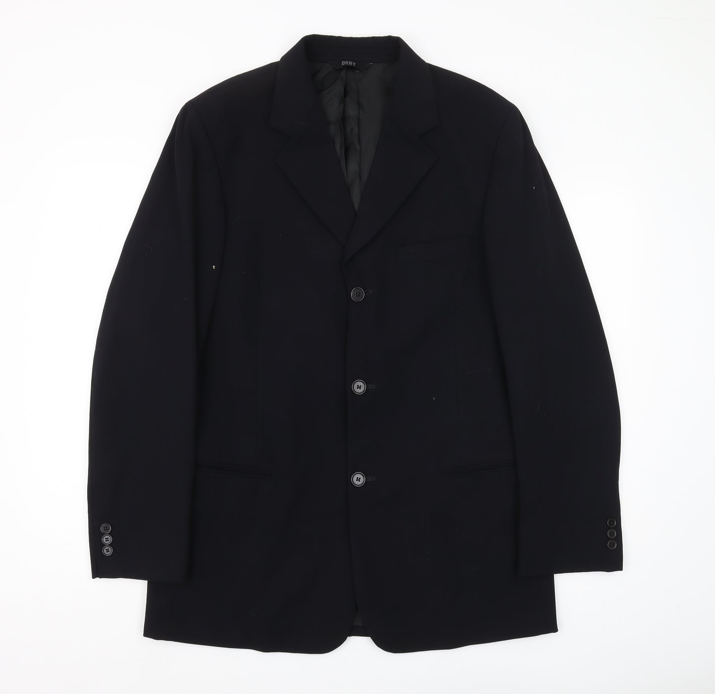 DKNY Men's Black Wool Blazer 40R - Classic Business Jacket