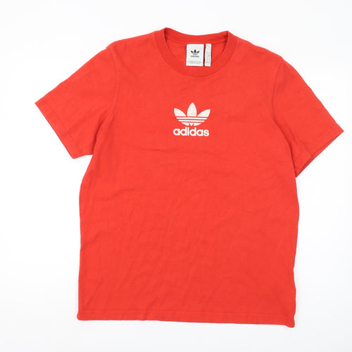 Adidas Men's Red Medium Crew Neck Logo T-Shirt