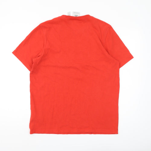 Adidas Men's Red Medium Crew Neck Logo T-Shirt