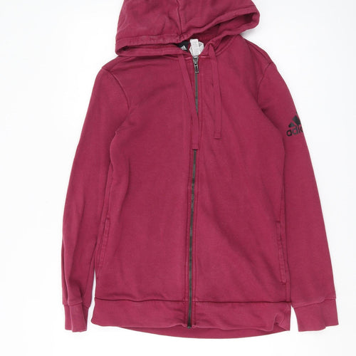 Adidas Women's Red Hooded Full Zip Hoodie Size S
