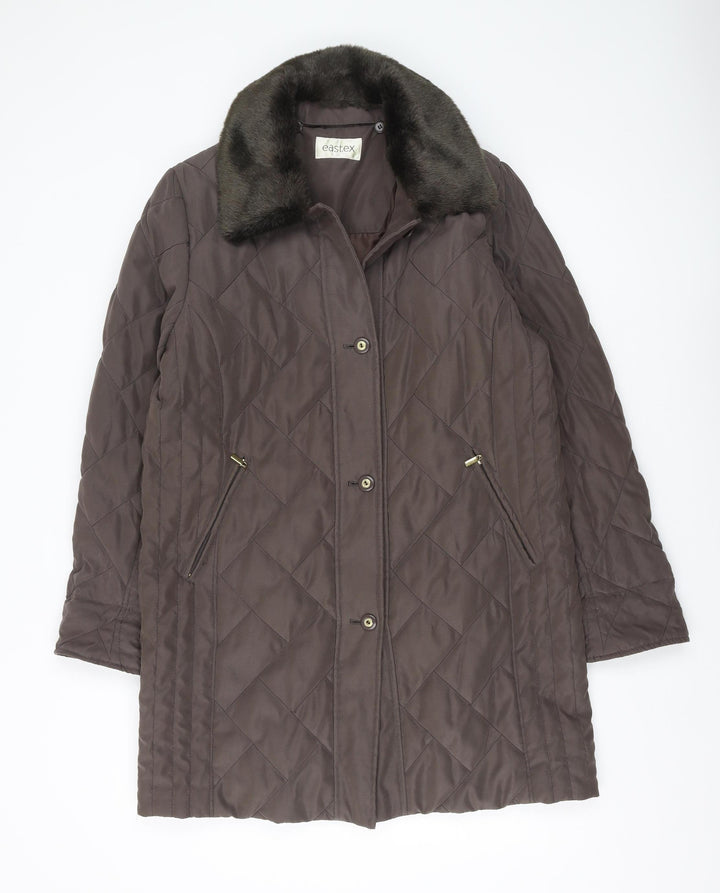 Eastex Women's Brown Quilted Long Coat Size 10