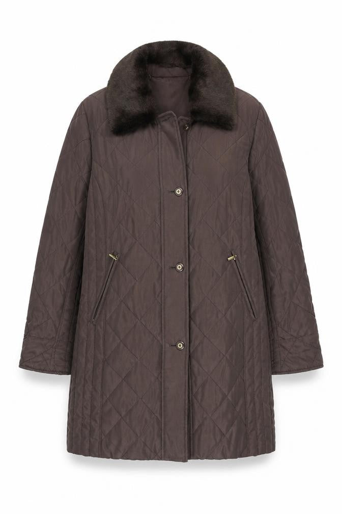 Front view of Eastex Women's Brown Quilted Long Coat, size 10