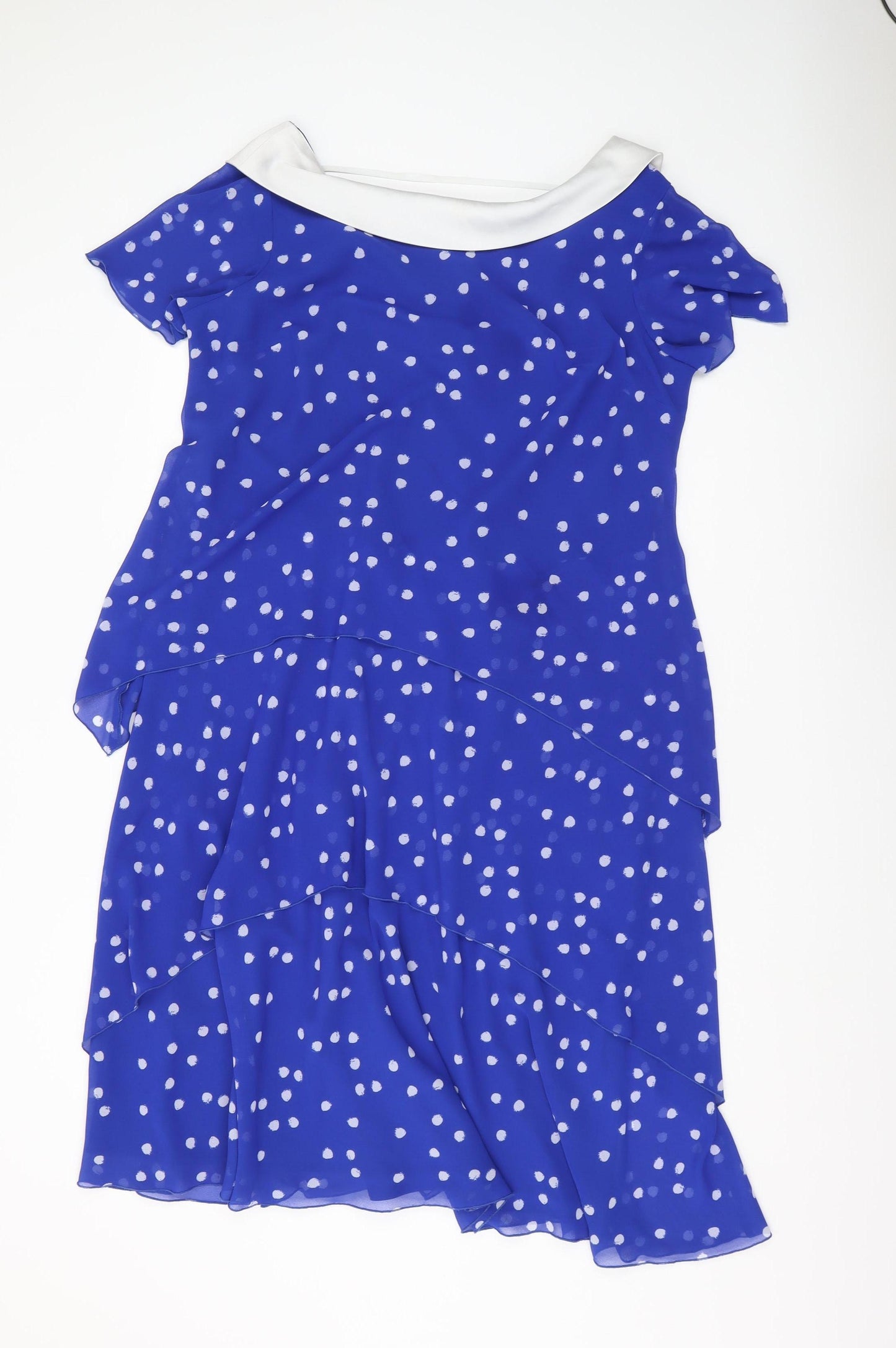 Jacques Vert Women's Blue Polka Dot Fit & Flare Dress