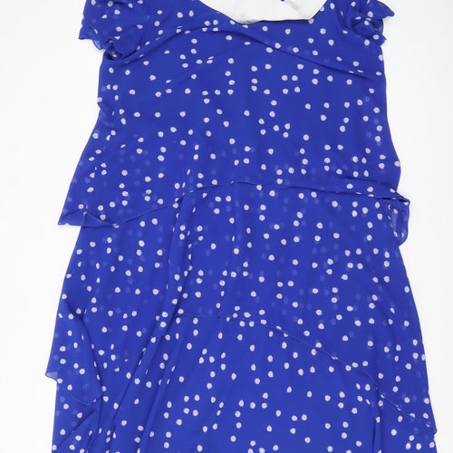 Jacques Vert Women's Blue Polka Dot Fit & Flare Dress