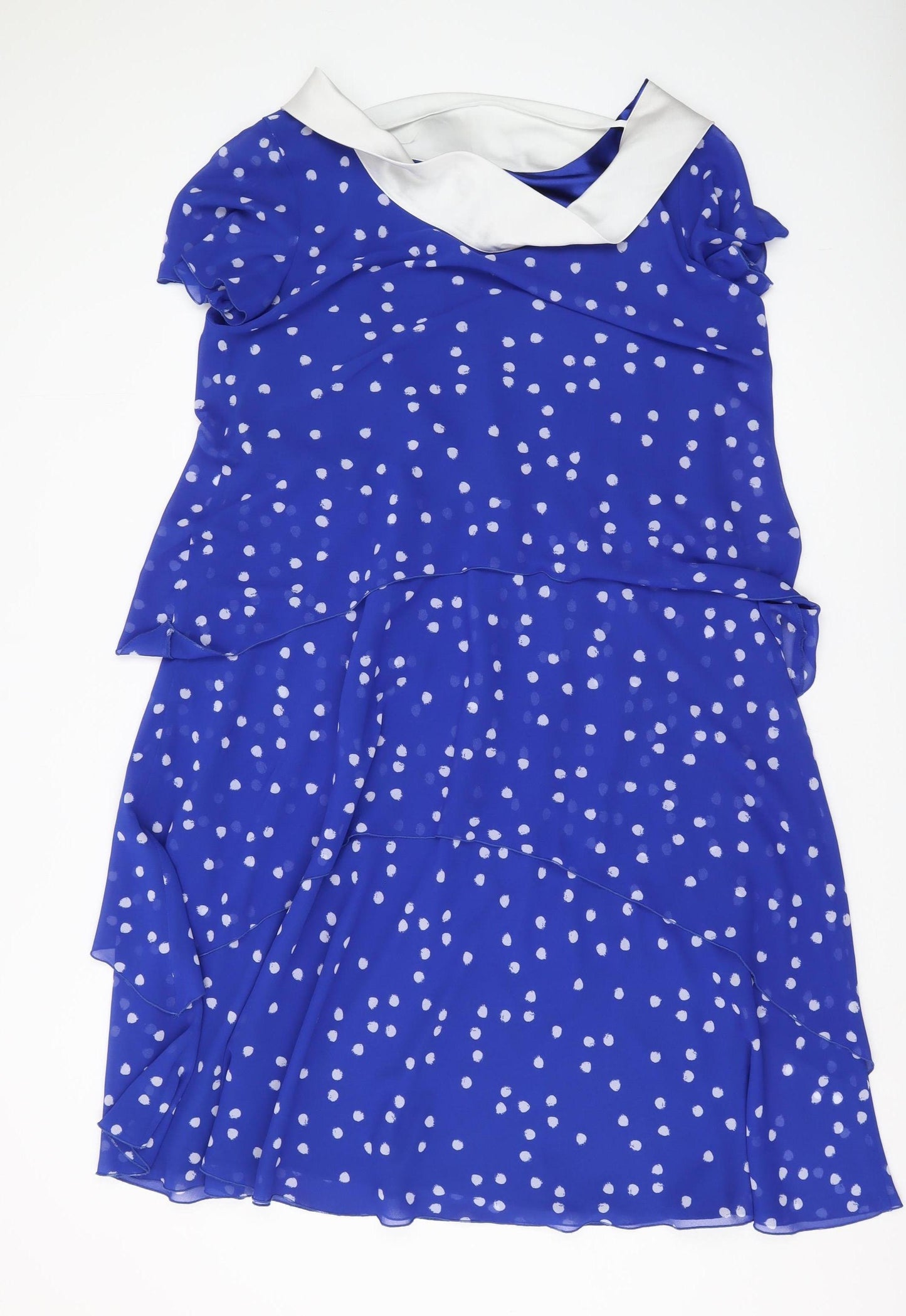 Jacques Vert Women's Blue Polka Dot Fit & Flare Dress