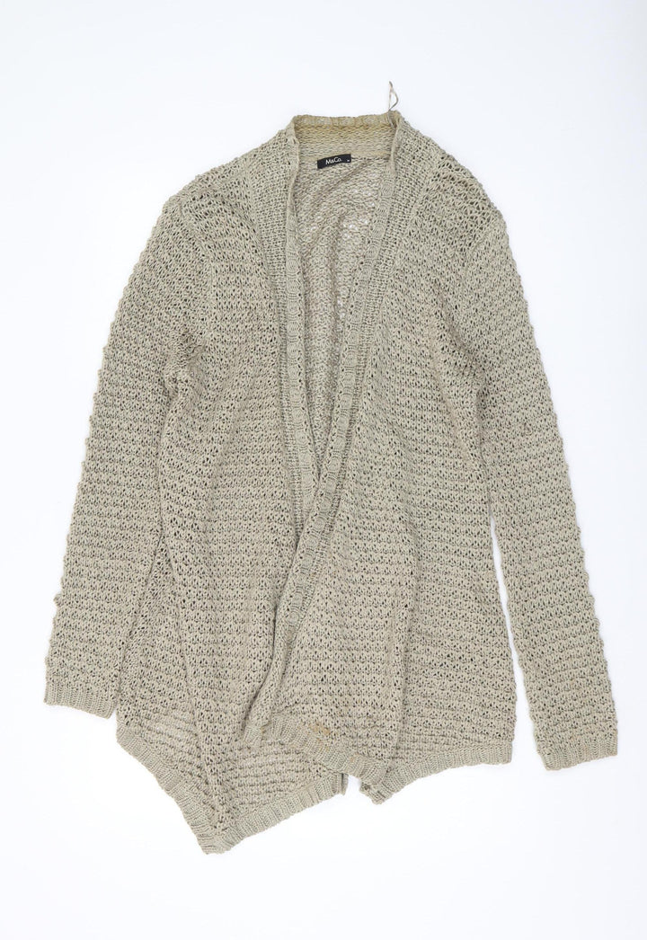 M&Co Women's Beige Open-Knit Cardigan - M