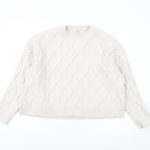 Marks and Spencer Women's Ivory Crew Neck Pullover Jumper XL