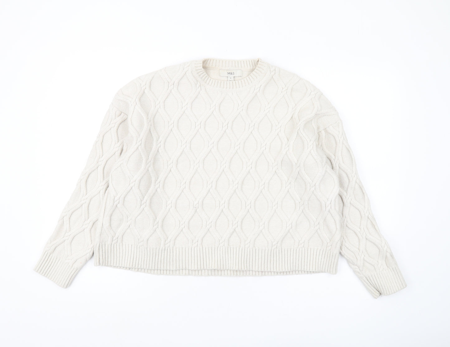 Marks and Spencer Women's Ivory Crew Neck Pullover Jumper XL