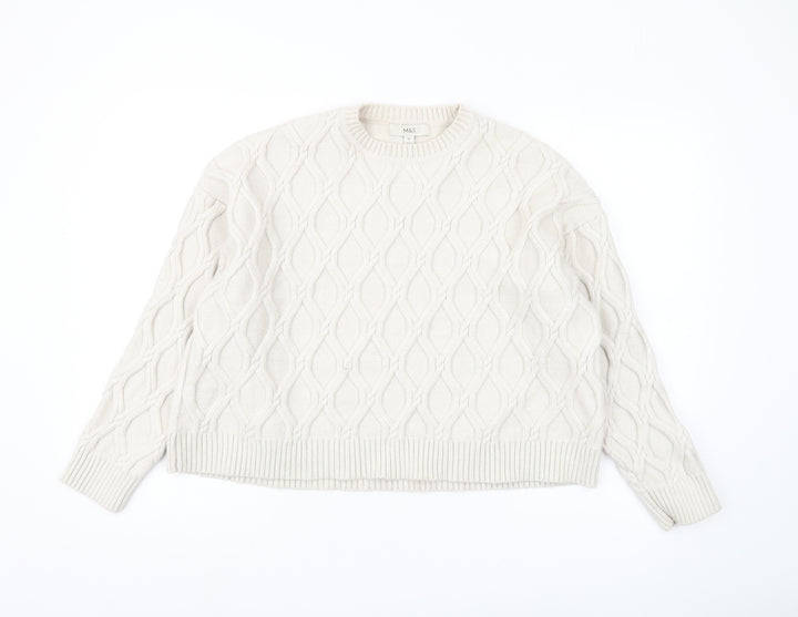 Marks and Spencer Women's Ivory Crew Neck Pullover Jumper XL