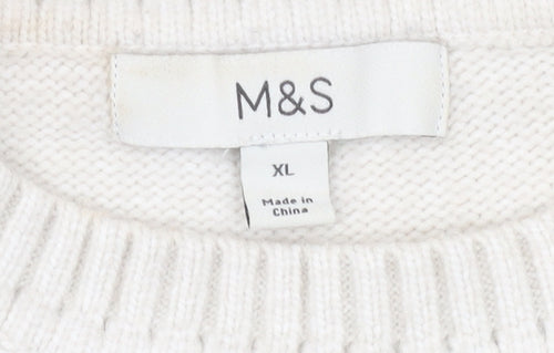 Marks and Spencer Women's Ivory Crew Neck Pullover Jumper XL