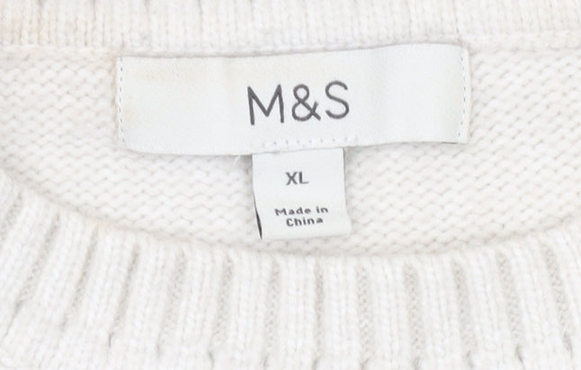 Marks and Spencer Women's Ivory Crew Neck Pullover Jumper XL