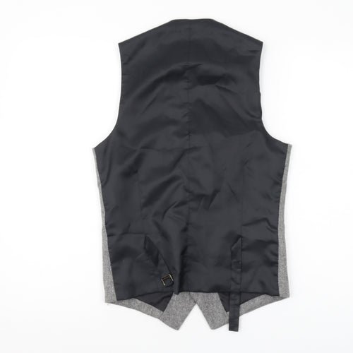 Topman Grey Tweed Waistcoat, Men's 36, Classic Style
