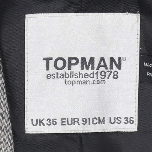 Topman Grey Tweed Waistcoat, Men's 36, Classic Style