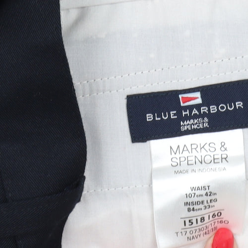 Marks and Spencer Men's Black Chino Trousers, Size 42