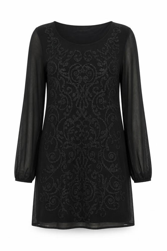 Front view of M&Co Black Women's Shift Dress, size 12