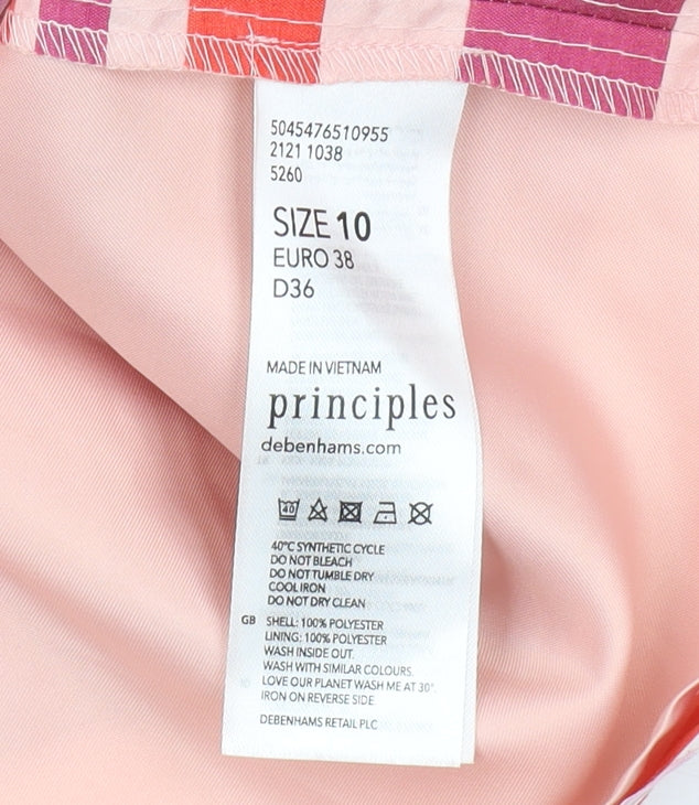 Principles Women's Pink & Orange Striped Shift Dress Size 10