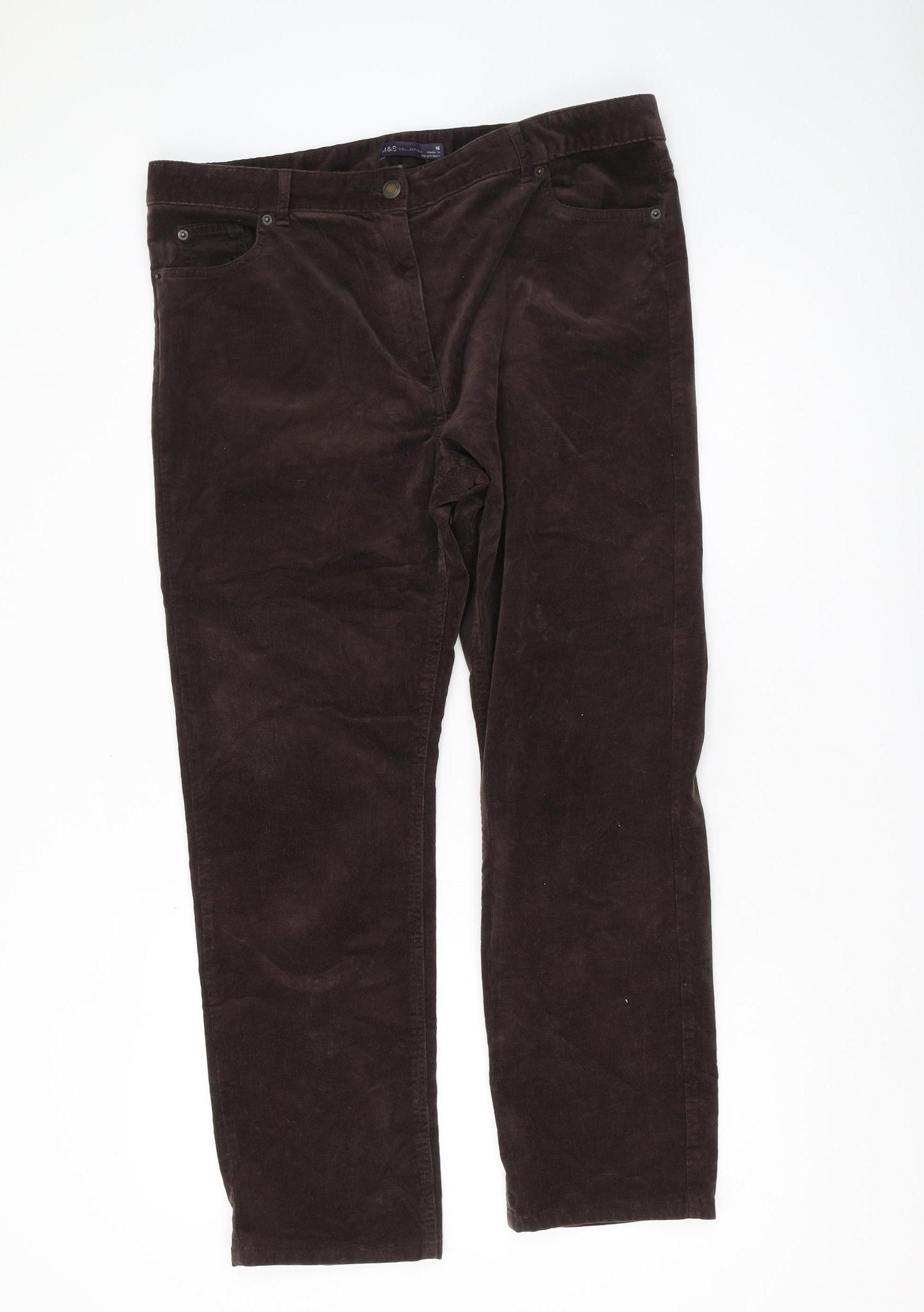 Marks and Spencer Women's Brown Corduroy Trousers Size 16