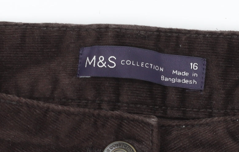 Marks and Spencer Women's Brown Corduroy Trousers Size 16