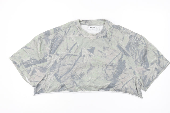 WEEKDAY Unisex Green Camo T-Shirt, L, Cropped Casual