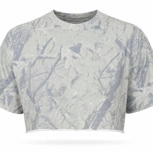 WEEKDAY Unisex Green Camo T-Shirt, L, Cropped Casual