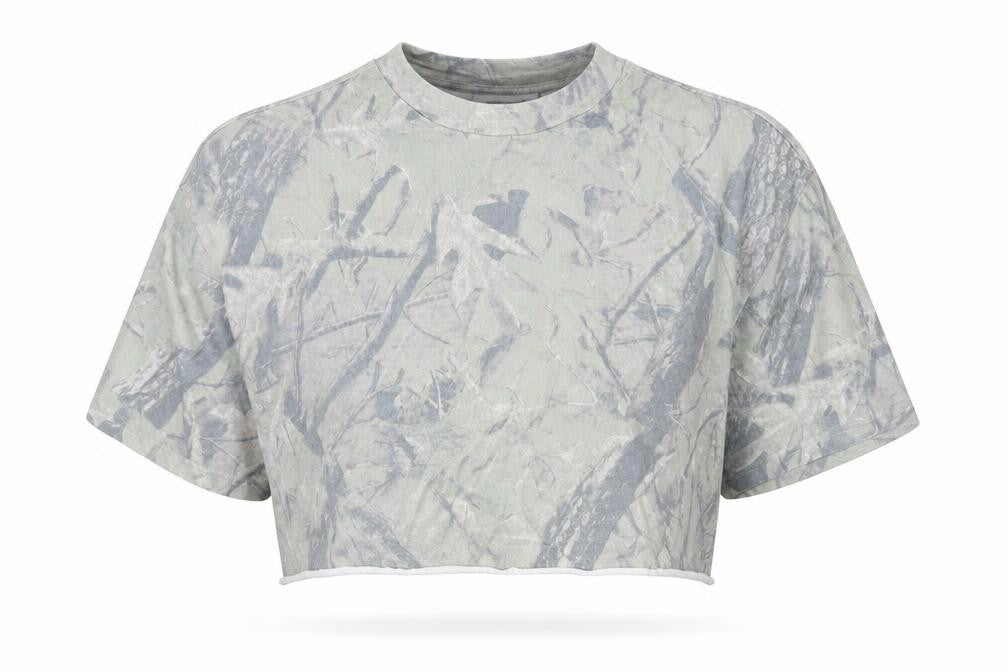 WEEKDAY Unisex Green Camo T-Shirt, L, Cropped Casual