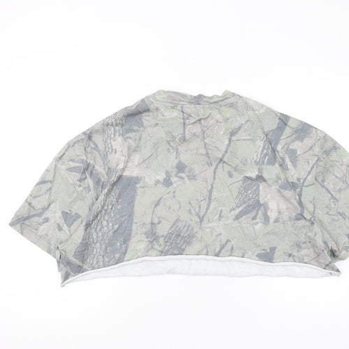 WEEKDAY Unisex Green Camo T-Shirt, L, Cropped Casual