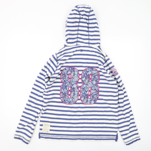 FatFace Girls Blue Striped Pullover Hoodie - Size 12 Years