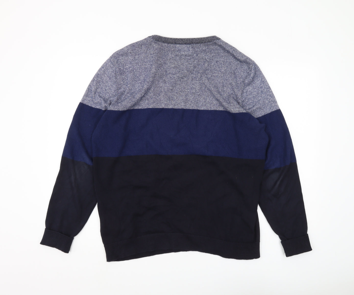 C&A Men's Blue Striped Pullover Jumper Large