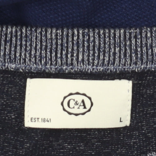 C&A Men's Blue Striped Pullover Jumper Large