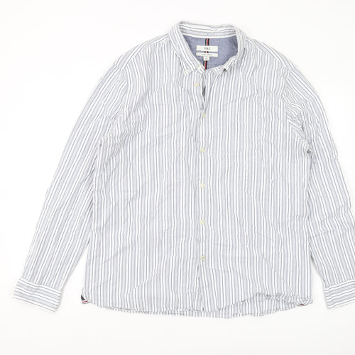 Marks and Spencer Men's XL Blue Striped Shirt
