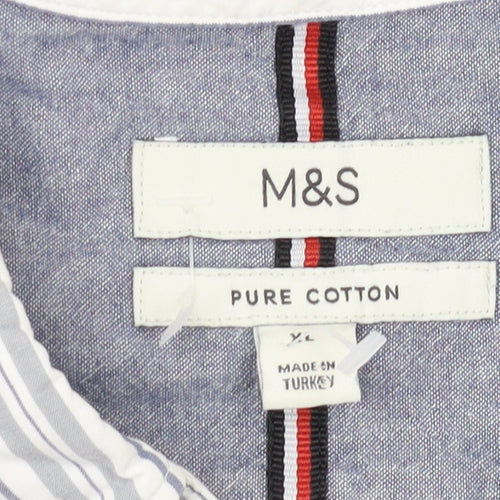 Marks and Spencer Men's XL Blue Striped Shirt
