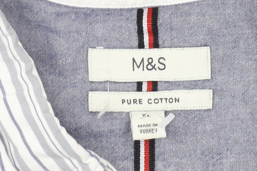 Marks and Spencer Men's XL Blue Striped Shirt