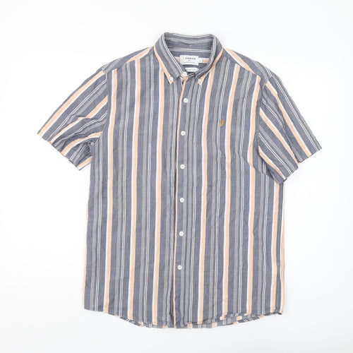 Farah Men's Black Striped Classic Medium Shirt