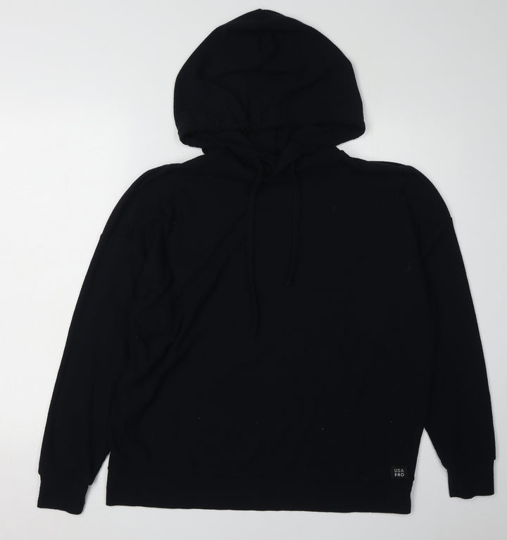 USA PRO Unisex Black Pullover Hoodie Size 10