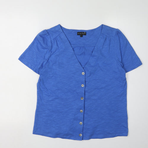 Phase Eight Women's Blue Button-Up Top - Size 12