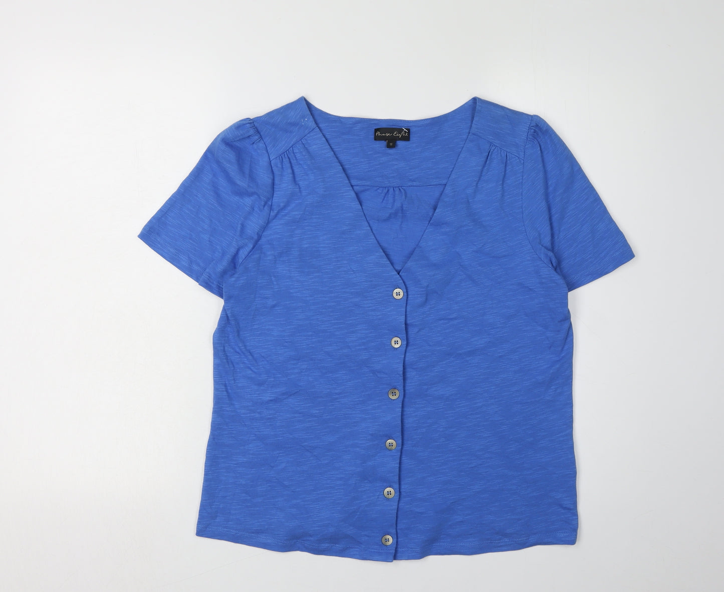 Phase Eight Women's Blue Button-Up Top - Size 12