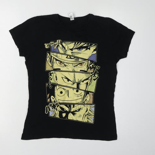 Pampling Women's Black Anime Print T-Shirt M