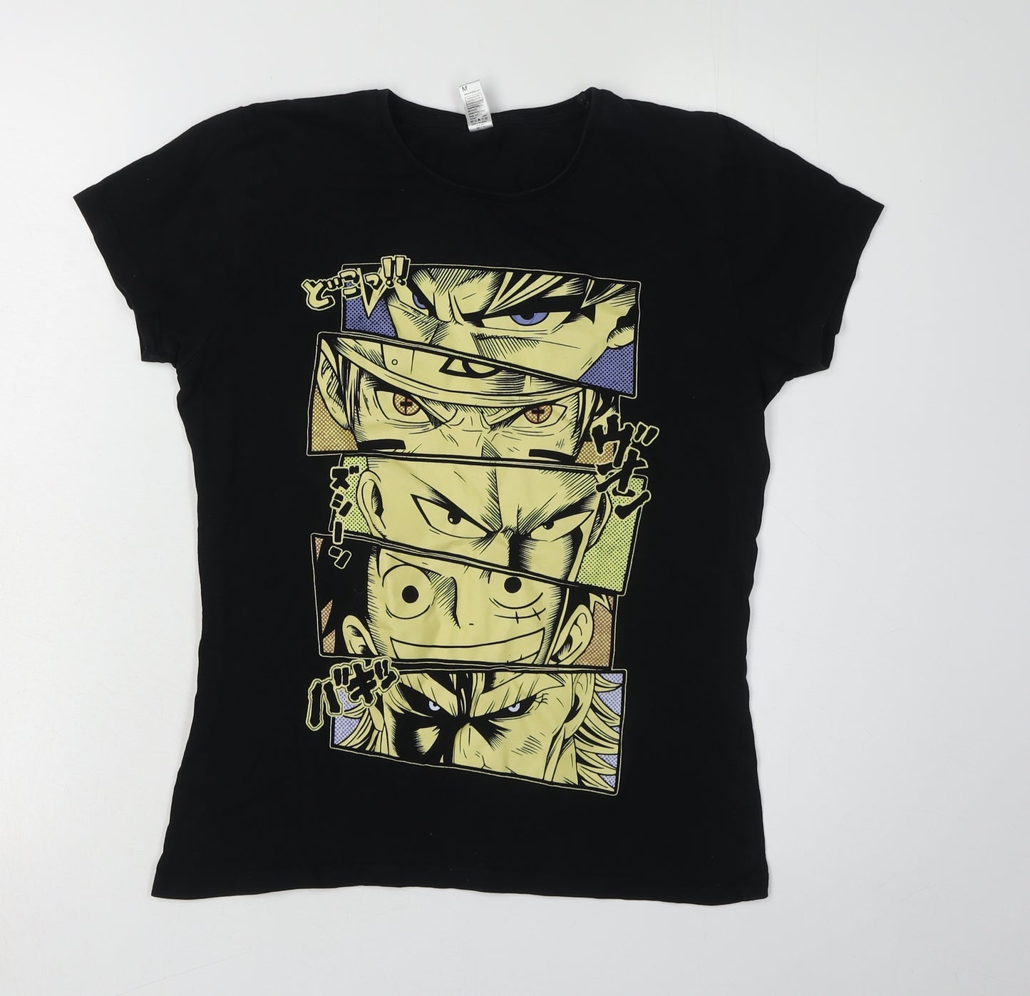 Pampling Women's Black Anime Print T-Shirt M