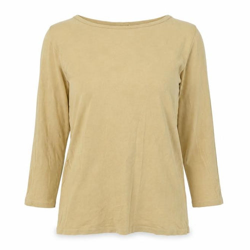 FatFace Yellow Boat Neck 3/4 Sleeve Cotton Top - Women UK 8