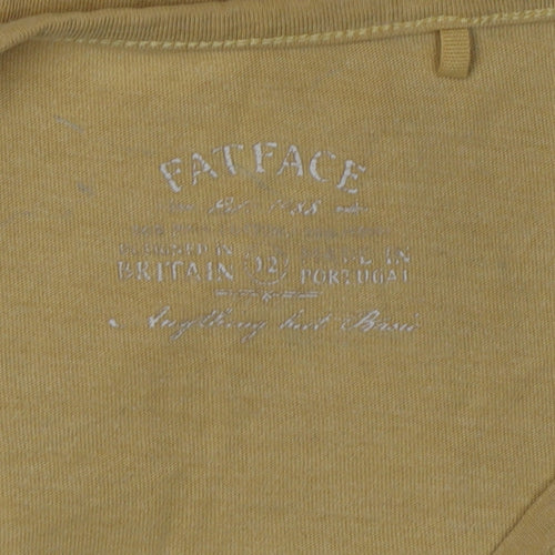 FatFace Yellow Boat Neck 3/4 Sleeve Cotton Top - Women UK 8