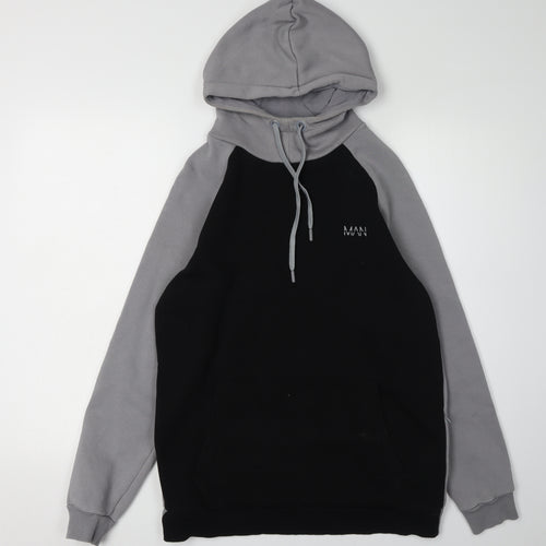 boohooMAN Men's Black Small Logo Pullover Hoodie