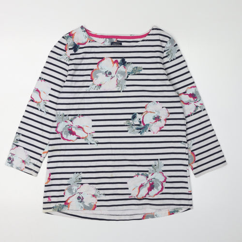 Joules Women's Multicoloured Floral Stripe T-Shirt 14