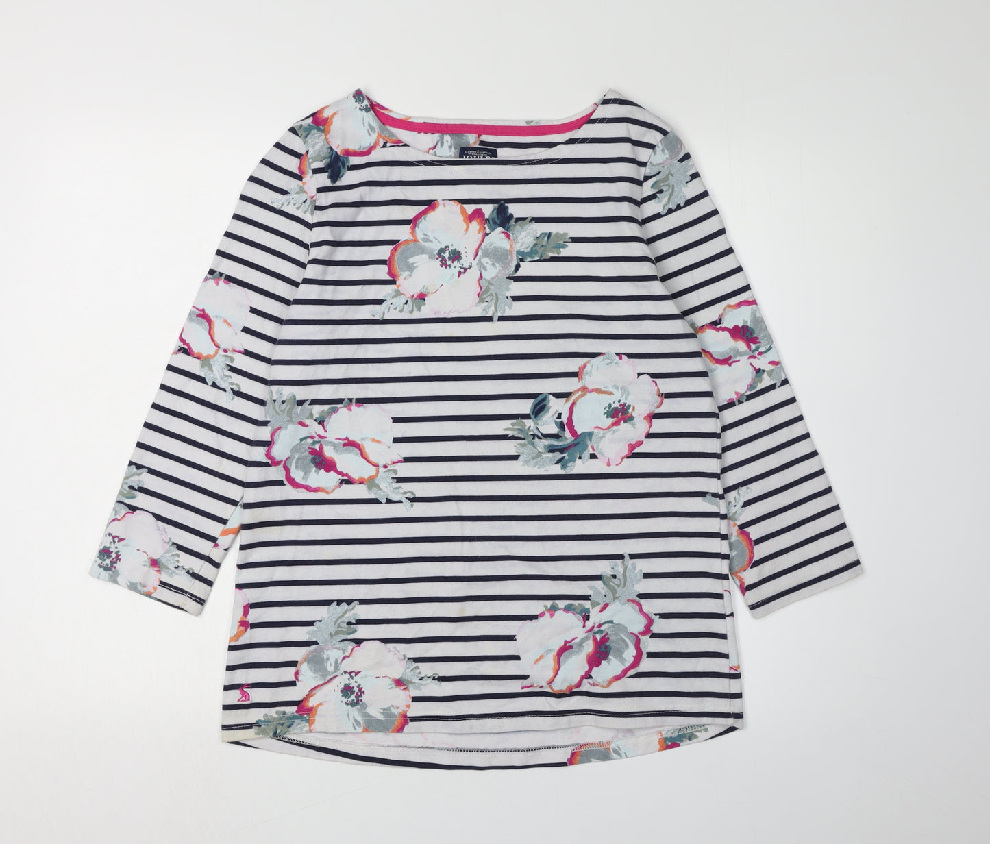 Joules Women's Multicoloured Floral Stripe T-Shirt 14