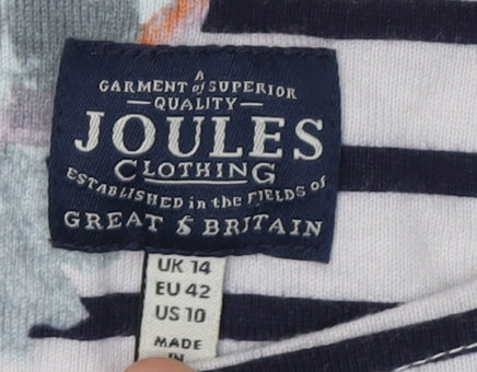 Joules Women's Multicoloured Floral Stripe T-Shirt 14