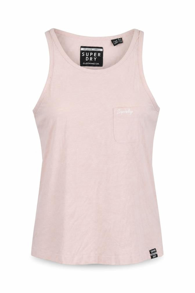 Front view of Superdry Women's Pink Tank Top -, size 8, Cotton Blend
